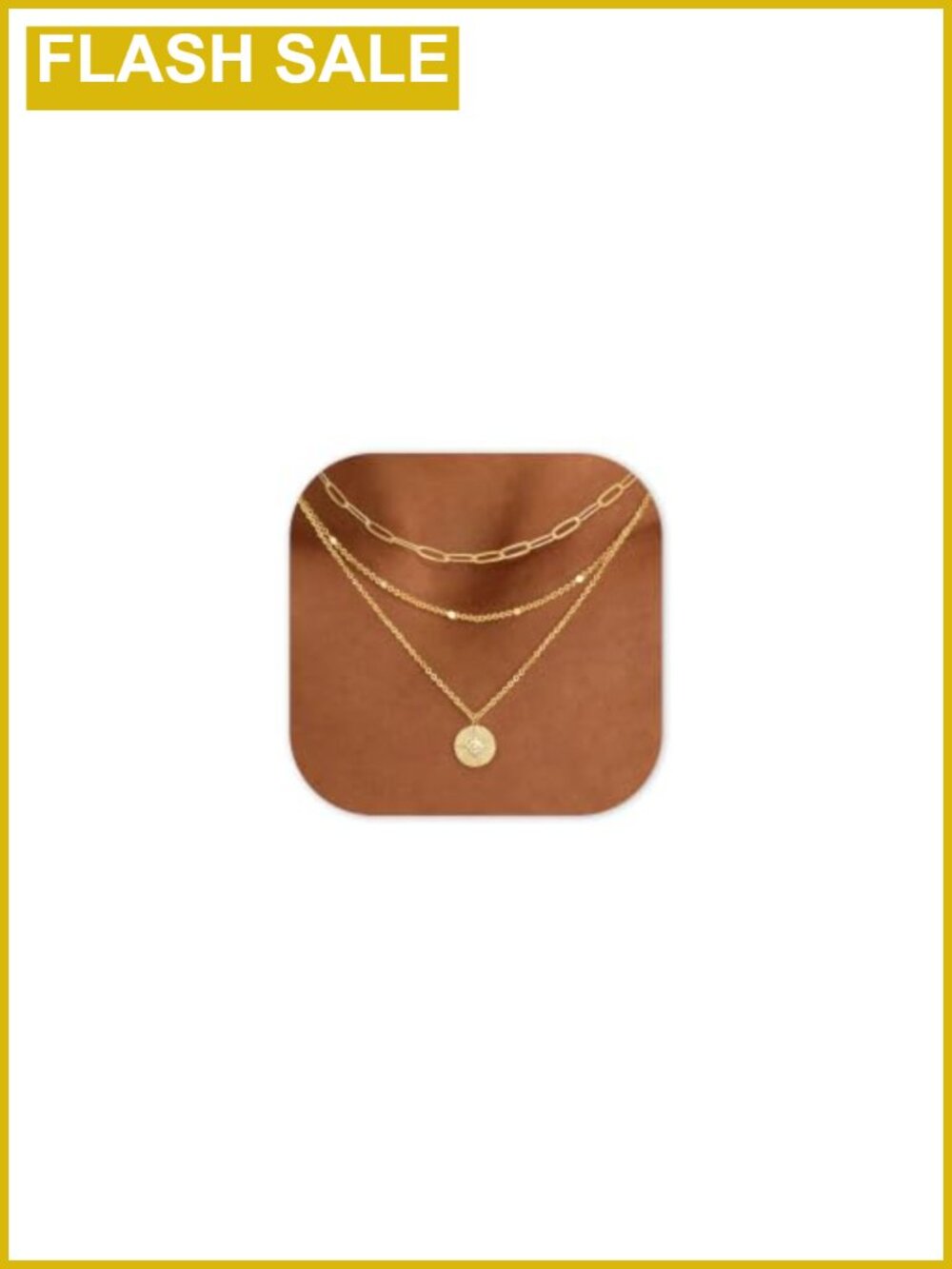 14K Gold Plated Layered Necklace Set 3 Piece Dainty Stackable Women's Jewelry